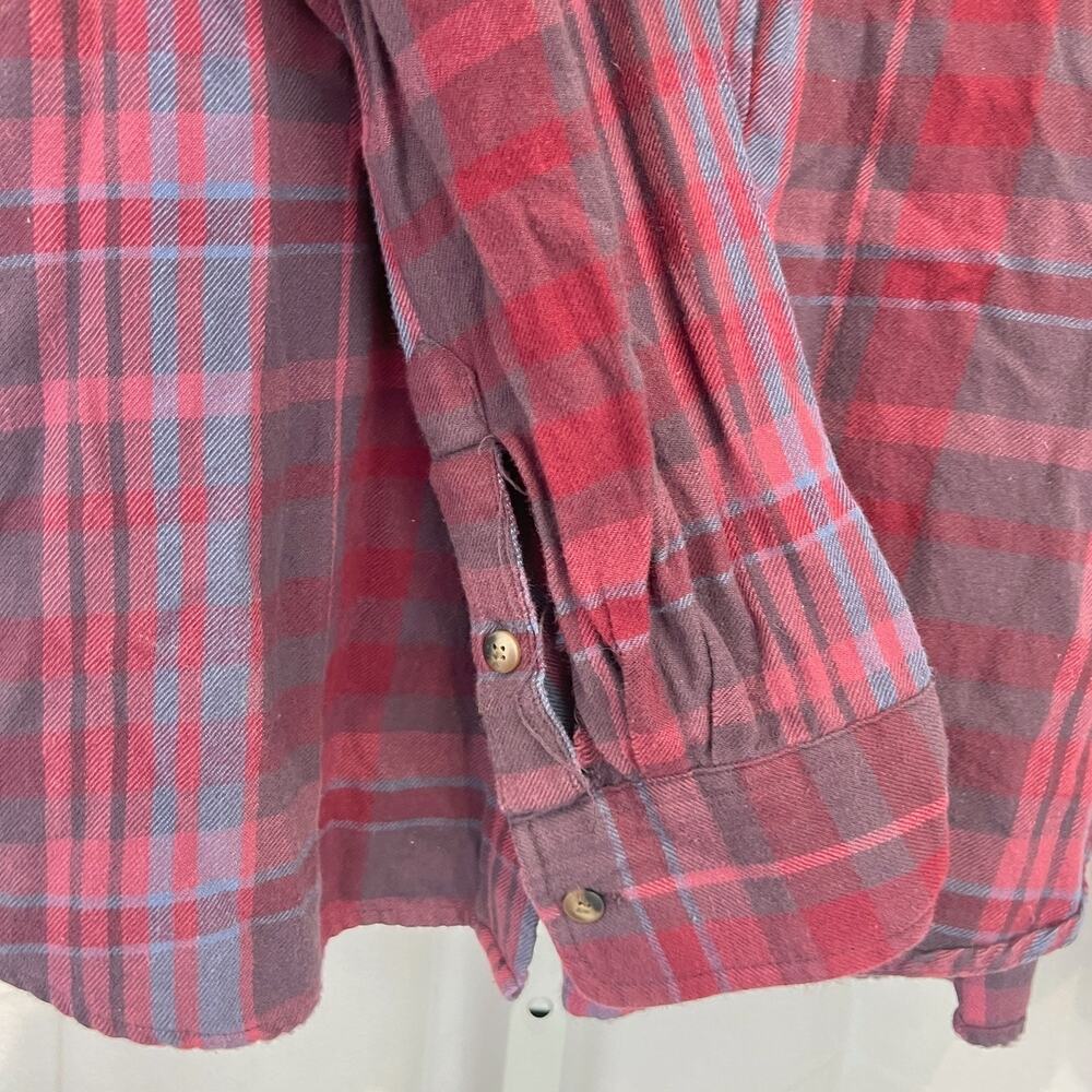 PACT Plaid Flannel Button Front Shirt Long Sleeve Organic Cotton Purple Red XL - Picture 6 of 10